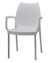 Tulip Arm Chair C491. Silver Leg. Colours: Black, Chocolate, Dark Blue, Orange, Red, White